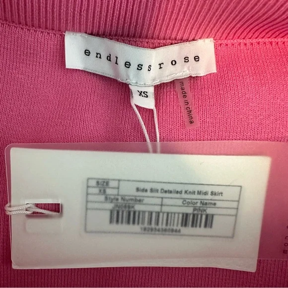 Anthropologie Endless Rose Side Slit Detailed Knit Midi Skirt in Pink Size XS - Picture 9 of 14